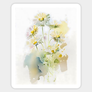 Abstract Watercolor Daisy Design on a Sunny Day Sticker